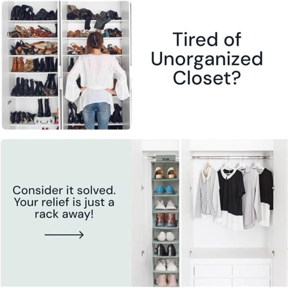 10 Shelf Hanging Closet Organizer - Hat Rack for Baseball Caps - Picture 4 of 7